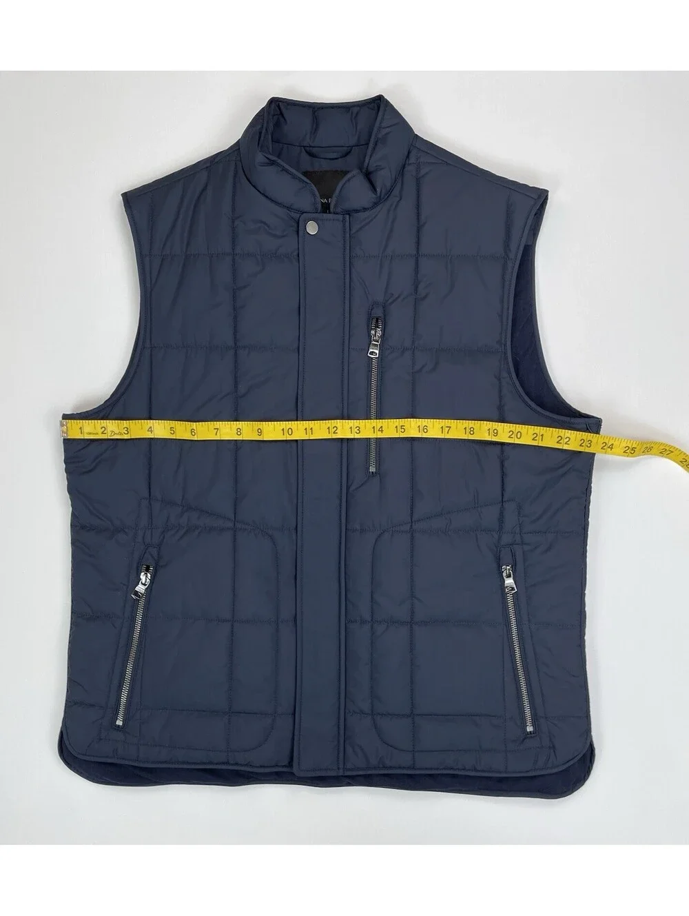 Banana Republic Mens Modular Quilted Puffer Vest Navy Blue Full Zip Pockets L